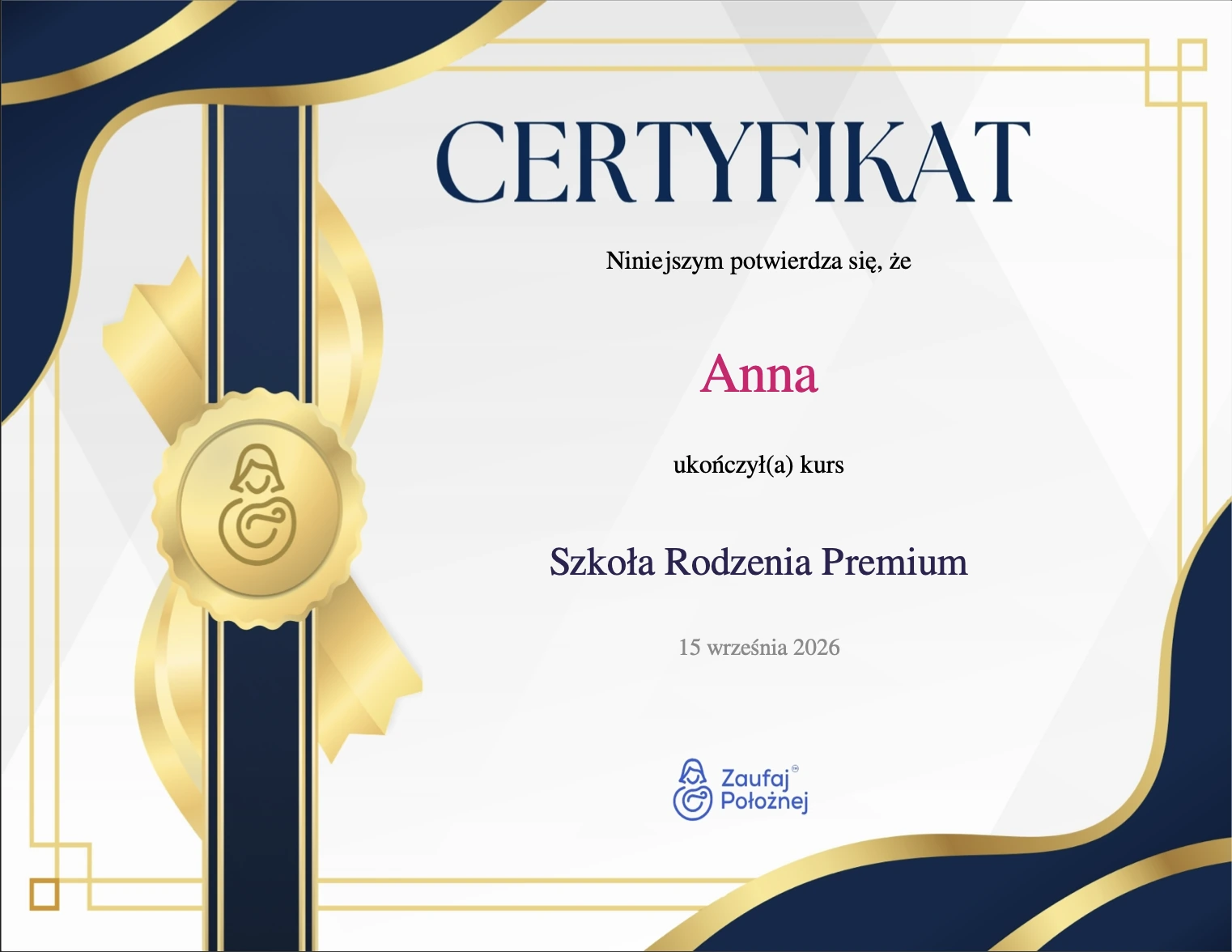 Imienny certyfikat ukończenia szkolenia do pobrania w PDF